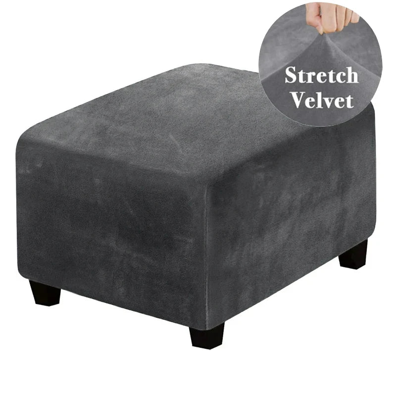 Velvet Fabric Square Ottoman Covers Stretch Footstool Covers Bench Storage Stool Cover Washable Furniture Protector Covers - Image 12
