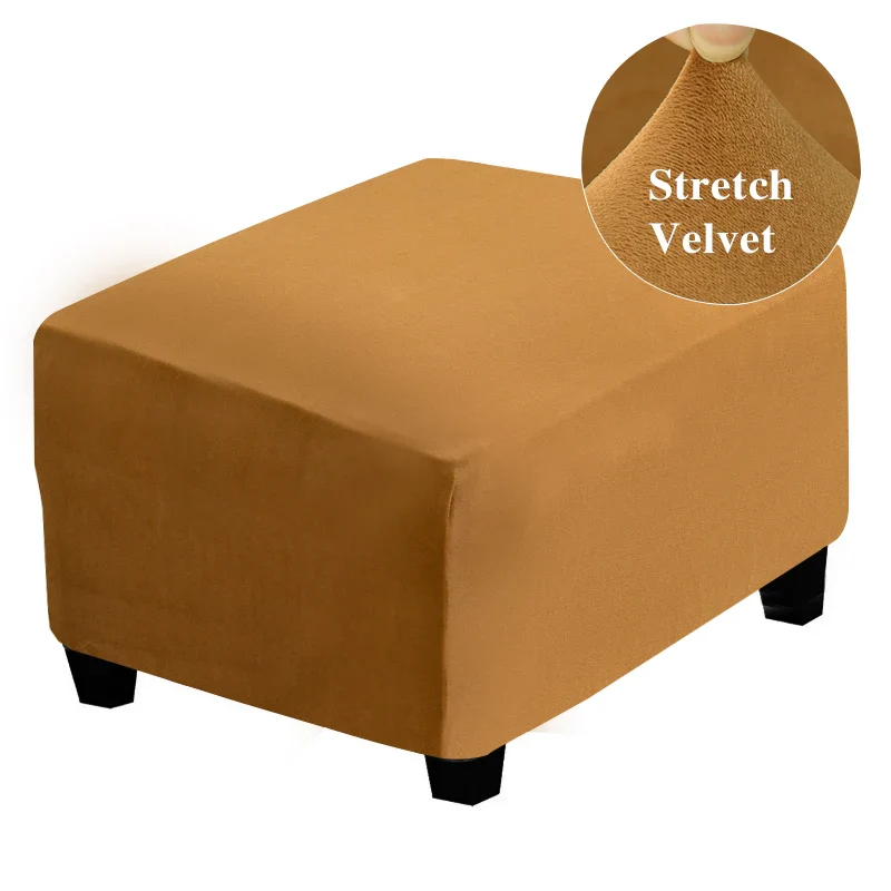 Velvet Fabric Square Ottoman Covers Stretch Footstool Covers Bench Storage Stool Cover Washable Furniture Protector Covers - Image 13