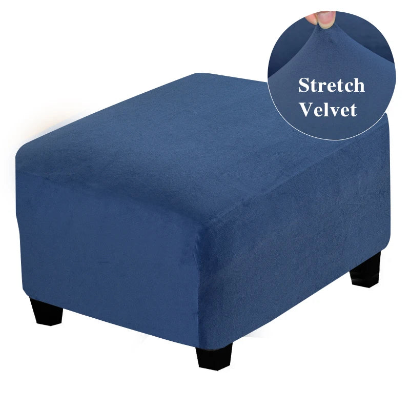 Velvet Fabric Square Ottoman Covers Stretch Footstool Covers Bench Storage Stool Cover Washable Furniture Protector Covers - Image 14
