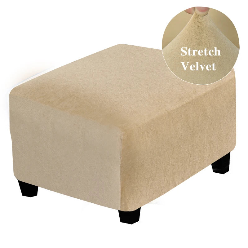 Velvet Fabric Square Ottoman Covers Stretch Footstool Covers Bench Storage Stool Cover Washable Furniture Protector Covers - Image 15