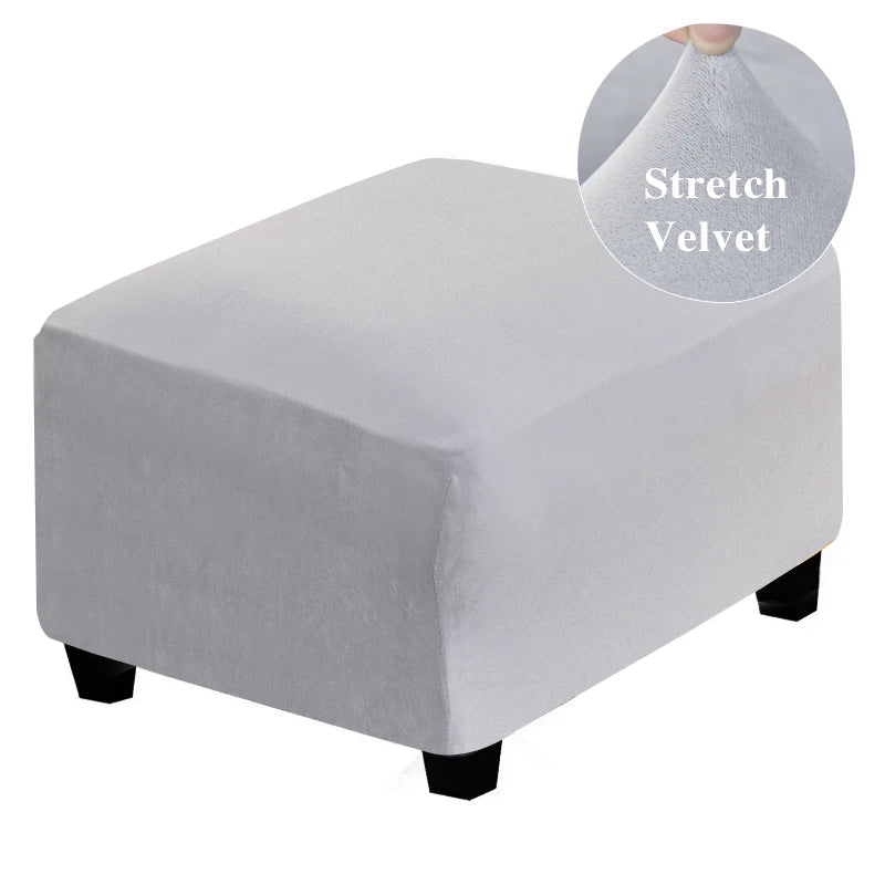 Velvet Fabric Square Ottoman Covers Stretch Footstool Covers Bench Storage Stool Cover Washable Furniture Protector Covers - Image 16