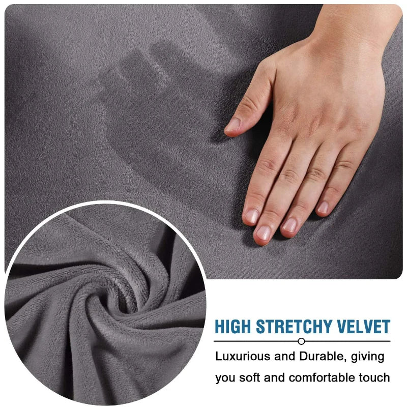 Velvet Fabric Square Ottoman Covers Stretch Footstool Covers Bench Storage Stool Cover Washable Furniture Protector Covers - Image 3