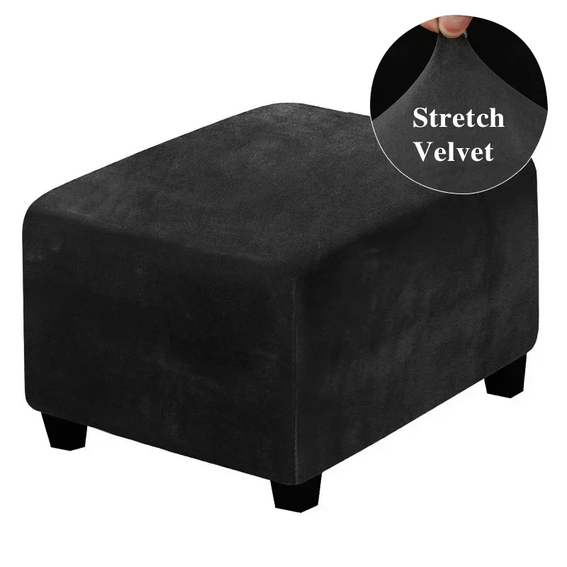 Velvet Fabric Square Ottoman Covers Stretch Footstool Covers Bench Storage Stool Cover Washable Furniture Protector Covers - Image 7