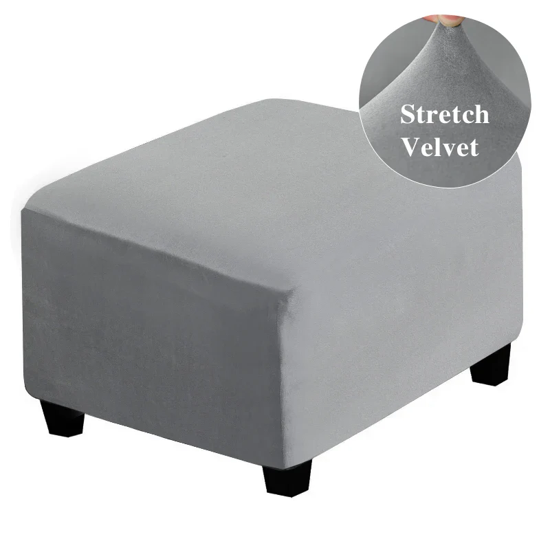Velvet Fabric Square Ottoman Covers Stretch Footstool Covers Bench Storage Stool Cover Washable Furniture Protector Covers - Image 8
