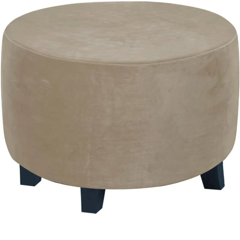 Velvet Stool Cover Round Footrest Cover Super Soft All-inclusive Ottoman Stool Chair Seat Slipcover Living Room Bedroom - Image 10