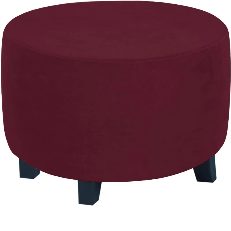 Velvet Stool Cover Round Footrest Cover Super Soft All-inclusive Ottoman Stool Chair Seat Slipcover Living Room Bedroom - Image 11
