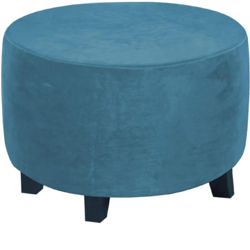 Velvet Stool Cover Round Footrest Cover Super Soft All-inclusive Ottoman Stool Chair Seat Slipcover Living Room Bedroom - Image 12