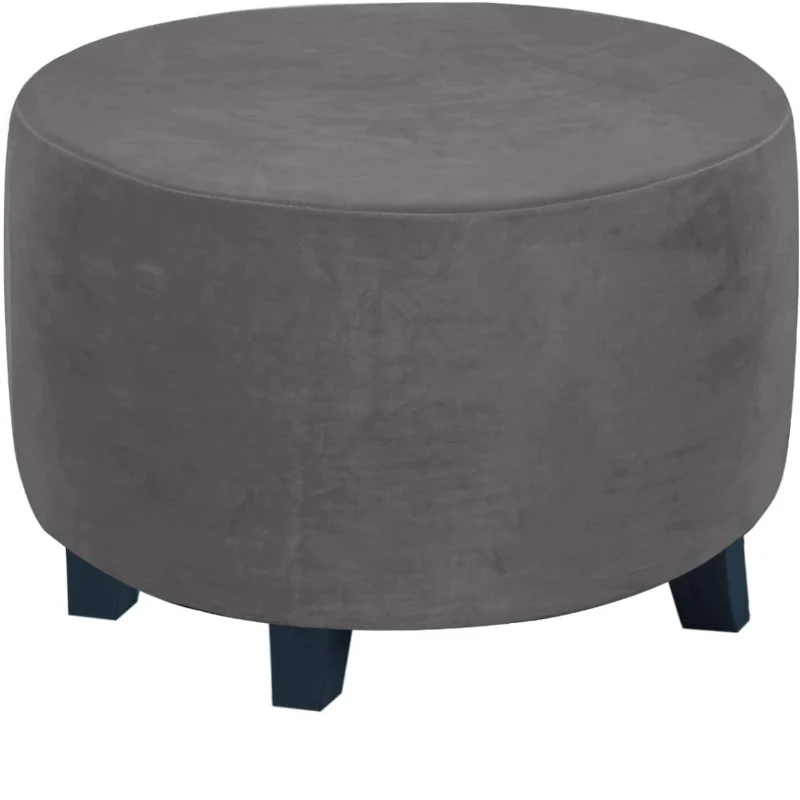 Velvet Stool Cover Round Footrest Cover Super Soft All-inclusive Ottoman Stool Chair Seat Slipcover Living Room Bedroom - Image 14