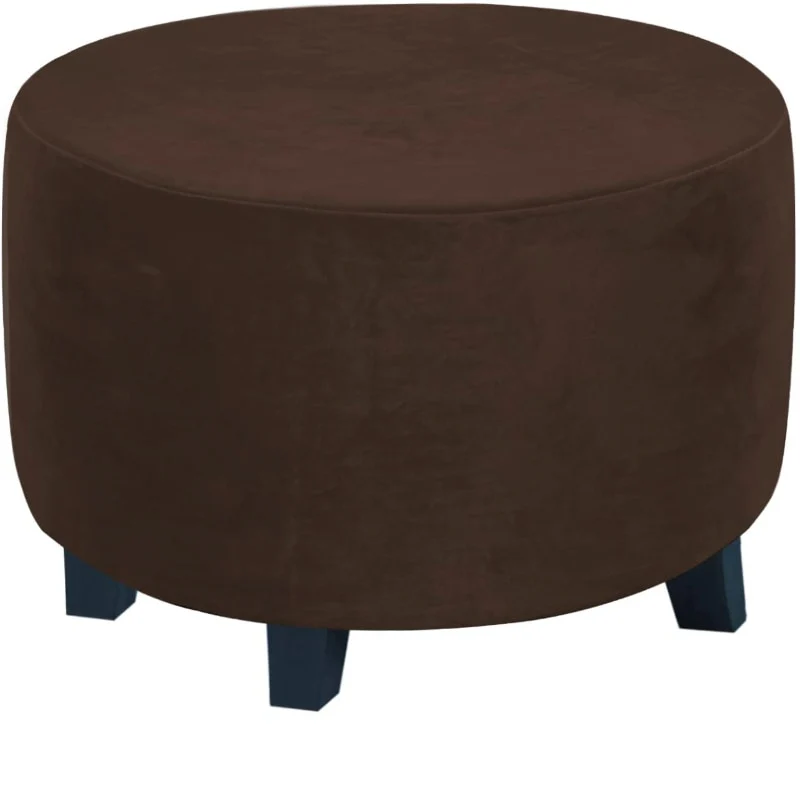 Velvet Stool Cover Round Footrest Cover Super Soft All-inclusive Ottoman Stool Chair Seat Slipcover Living Room Bedroom - Image 15
