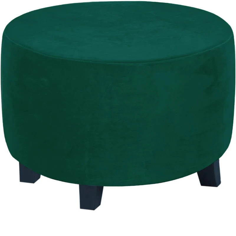 Velvet Stool Cover Round Footrest Cover Super Soft All-inclusive Ottoman Stool Chair Seat Slipcover Living Room Bedroom - Image 16