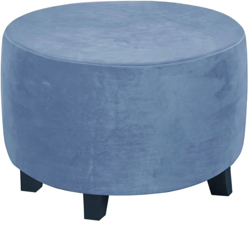 Velvet Stool Cover Round Footrest Cover Super Soft All-inclusive Ottoman Stool Chair Seat Slipcover Living Room Bedroom - Image 18