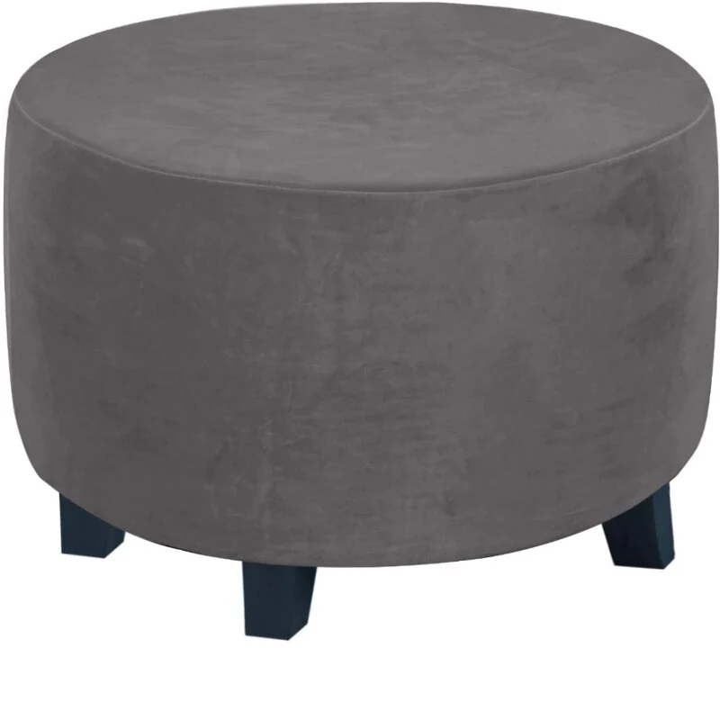Velvet Stool Cover Round Footrest Cover Super Soft All-inclusive Ottoman Stool Chair Seat Slipcover Living Room Bedroom - Image 6