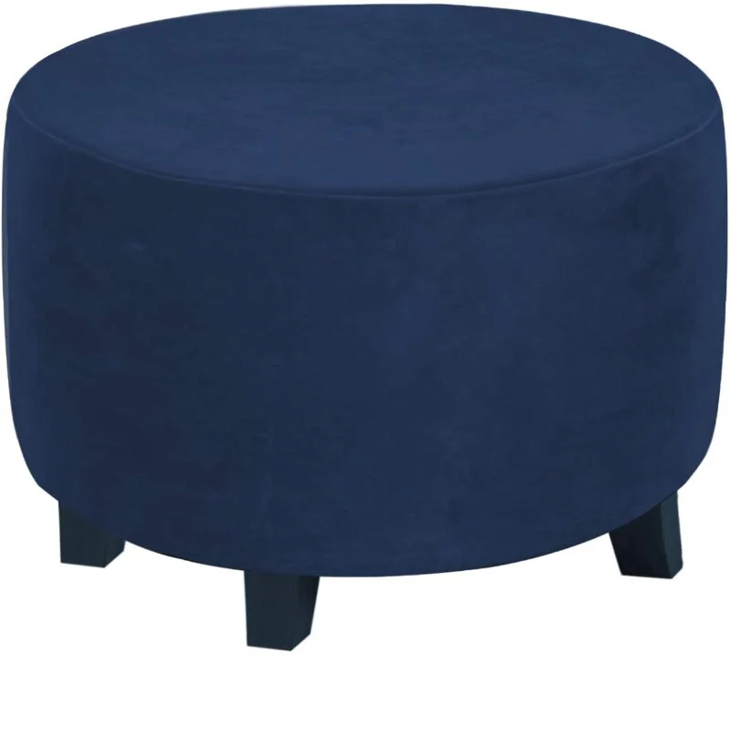 Velvet Stool Cover Round Footrest Cover Super Soft All-inclusive Ottoman Stool Chair Seat Slipcover Living Room Bedroom - Image 8
