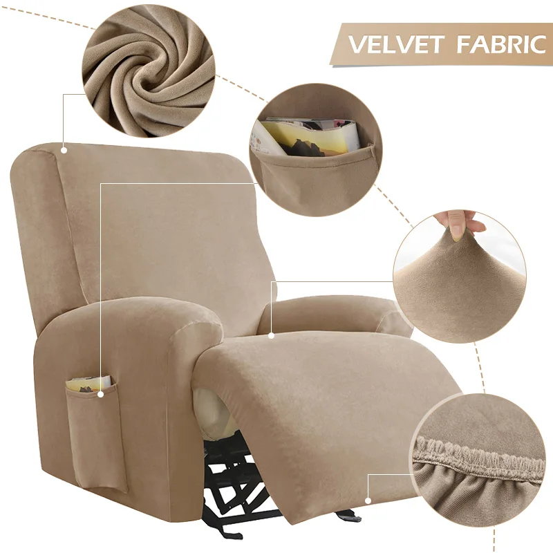 Velvet Recliner Chair Cover Elastic Armchair Sofa Covers Lazy Boy Relax Reclining Sofa Seat Cover For Living Room 1/2/3/4 Seats - Image 4