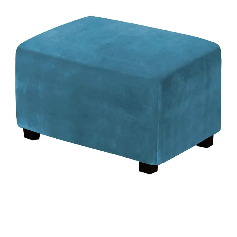 Velvet Rectangle Ottoman Stool Cover Elastic Square Footstool Covers Sofa Slipcover Footrest Chair Covers Furniture Protector Covers - Image 3