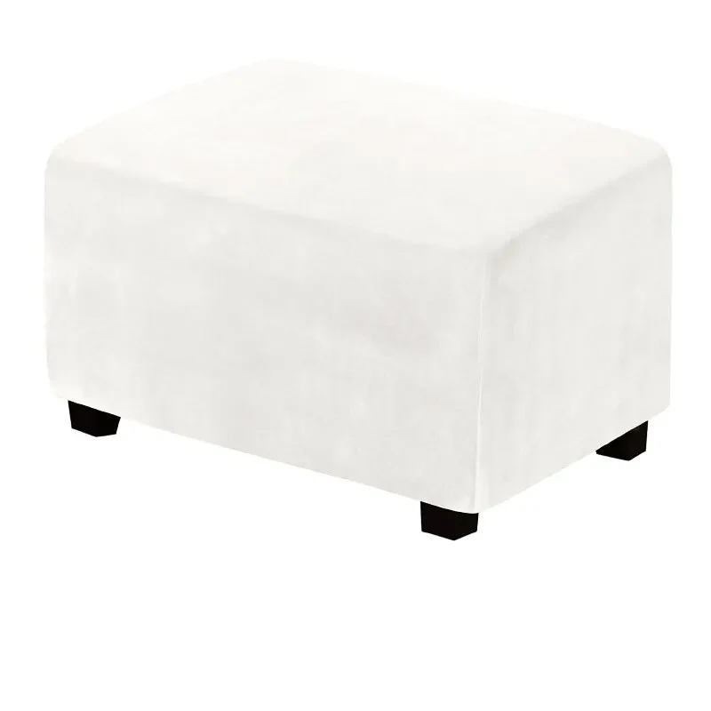 Velvet Rectangle Ottoman Stool Cover Elastic Square Footstool Covers Sofa Slipcover Footrest Chair Covers Furniture Protector Covers - Image 6