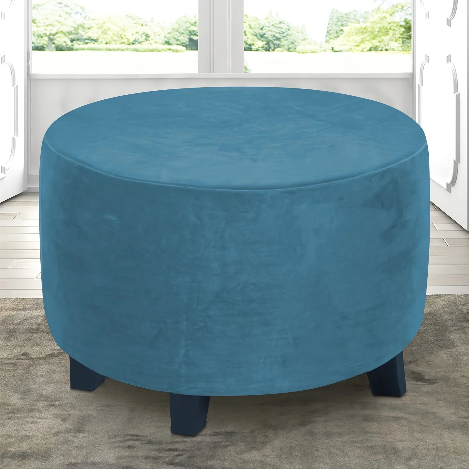 Velvet Round Ottoman Slipcover Thickened All-inclusive Round Stool Cover Simple Household Sofa Footrest Stool Cover Stretch And Soft Cover - Image 11