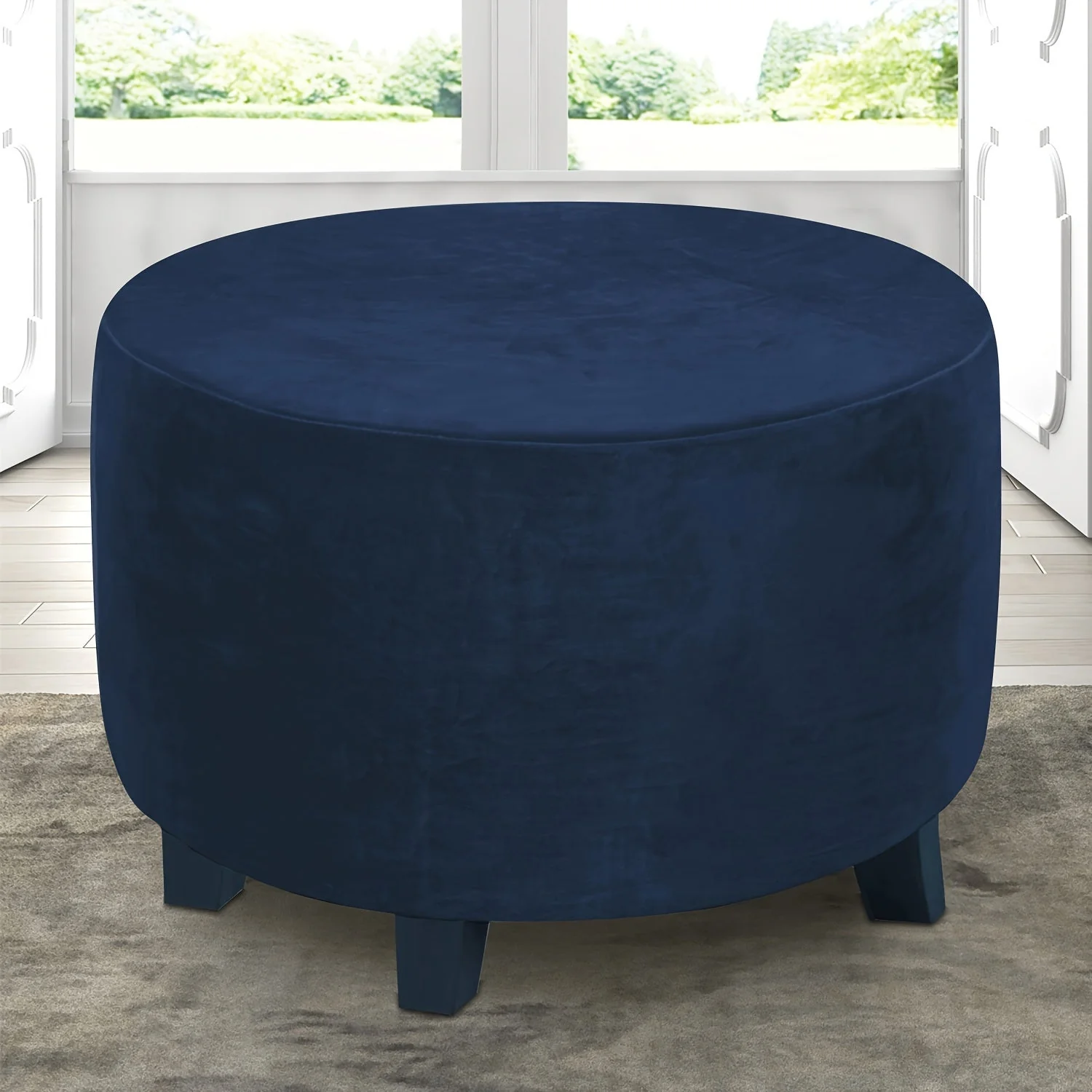 Velvet Round Ottoman Slipcover Thickened All-inclusive Round Stool Cover Simple Household Sofa Footrest Stool Cover Stretch And Soft Cover - Image 5