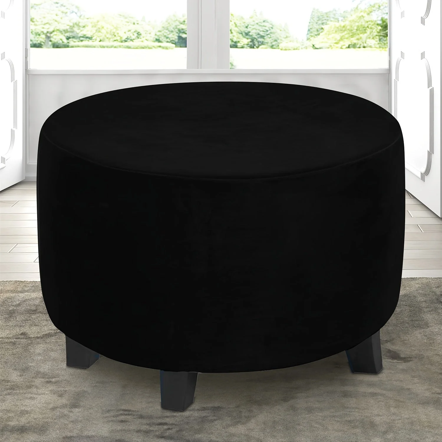 Velvet Round Ottoman Slipcover Thickened All-inclusive Round Stool Cover Simple Household Sofa Footrest Stool Cover Stretch And Soft Cover - Image 7