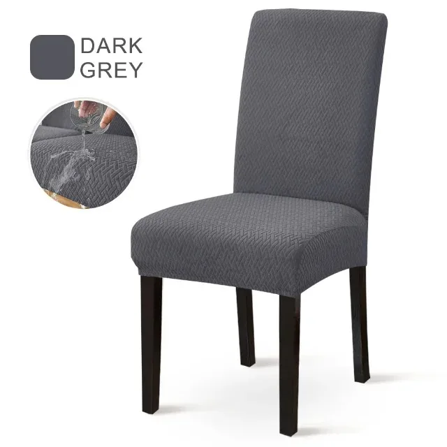Waterproof Dining Chair Covers Jacquard Solid Chair Slipcover Hotel Banquet Home Kitchen Stretch Spandex Chair Case - Image 11