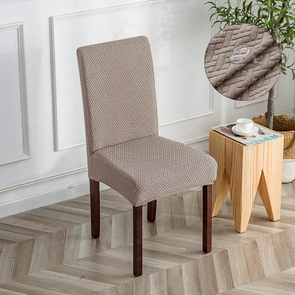 Waterproof Dining Chair Covers Jacquard Solid Chair Slipcover Hotel Banquet Home Kitchen Stretch Spandex Chair Case - Image 5