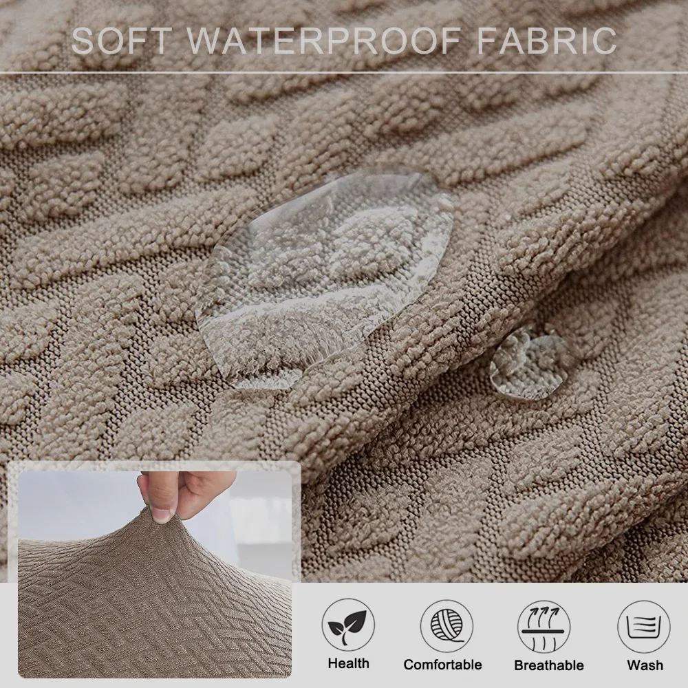 Waterproof Dining Chair Covers Jacquard Solid Chair Slipcover Hotel Banquet Home Kitchen Stretch Spandex Chair Case - Image 6