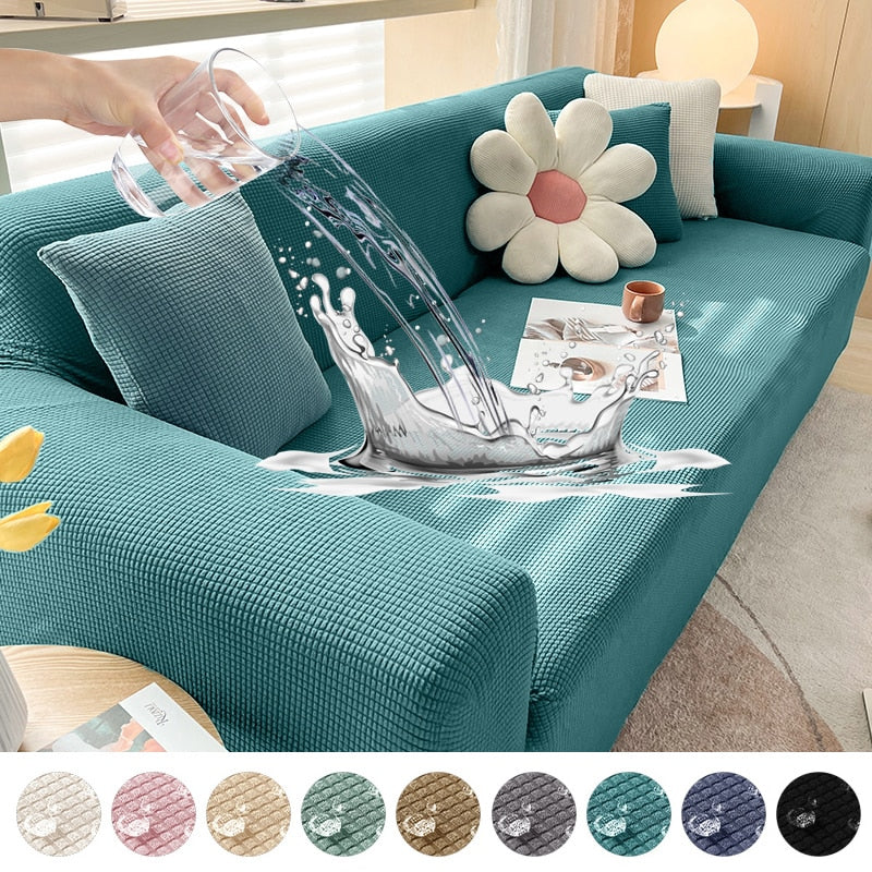 Waterproof Jacquard Green Sofa Covers 1/2/3/4 Seats Solid Couch Cover Green Color Sofa Cover Protector Bench Covers - Image 3