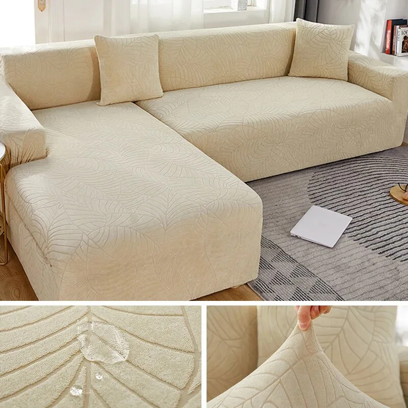 Waterproof Jacquard L Shaped Sofa Covers 1/2/3/4 Seats Solid Couch Slipcover Corner Sofa Cover Protector Bench Covers - Image 12