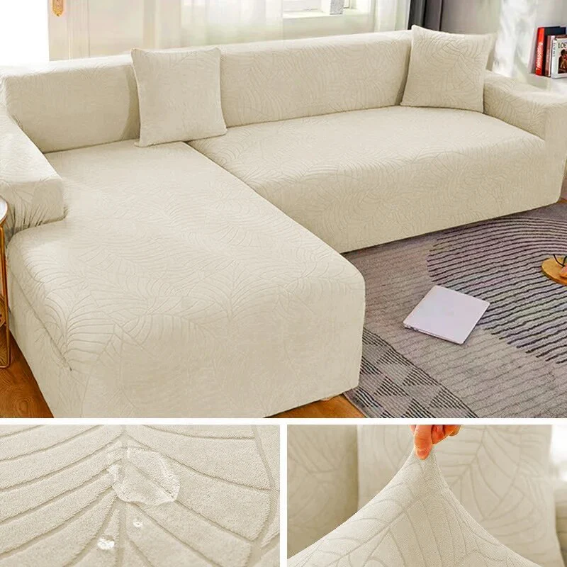 Waterproof Jacquard L Shaped Sofa Covers 1/2/3/4 Seats Solid Couch Slipcover Corner Sofa Cover Protector Bench Covers - Image 18