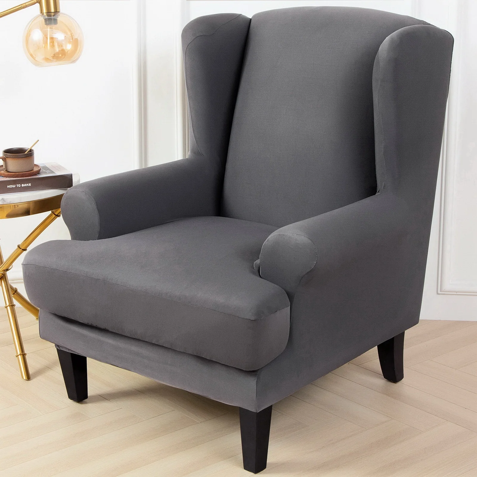 Waterproof Sloping Arm King Back Chair Cover Elastic Armchair Wingback Wing Sofa Back Chair Cover Stretch Protector Wing Back Chair Covers - Image 11