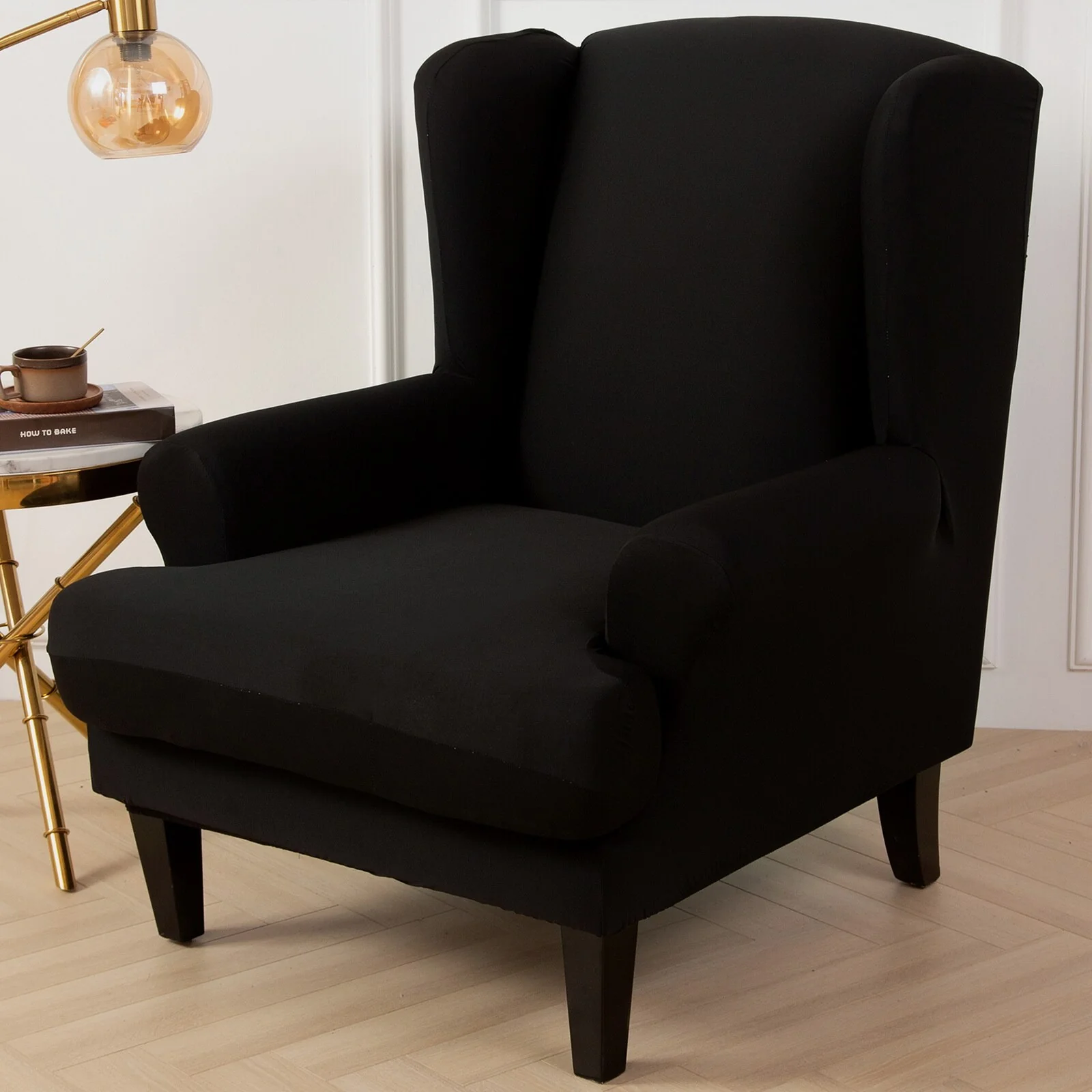 Waterproof Sloping Arm King Back Chair Cover Elastic Armchair Wingback Wing Sofa Back Chair Cover Stretch Protector Wing Back Chair Covers - Image 12