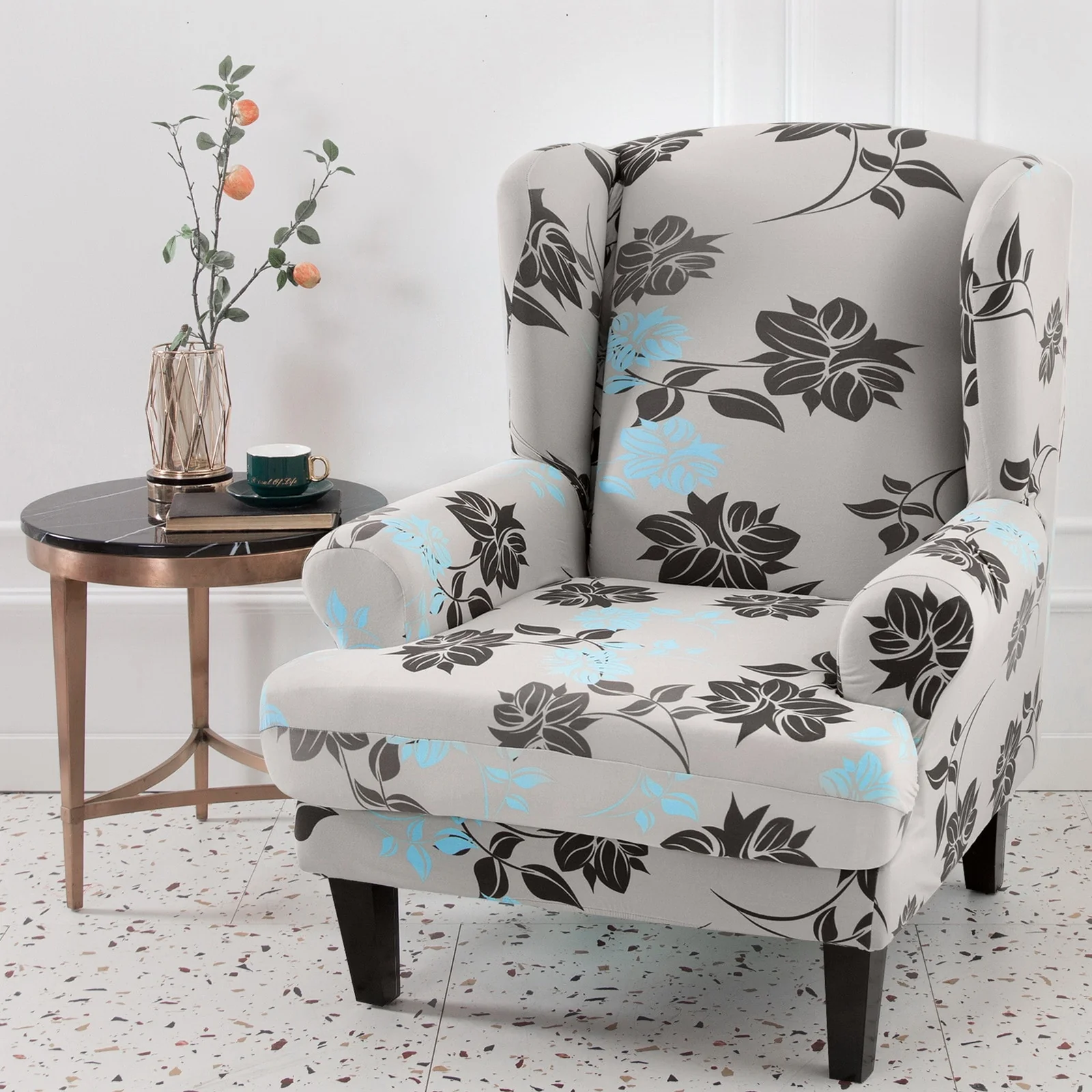 Waterproof Sloping Arm King Back Chair Cover Elastic Armchair Wingback Wing Sofa Back Chair Cover Stretch Protector Wing Back Chair Covers - Image 14