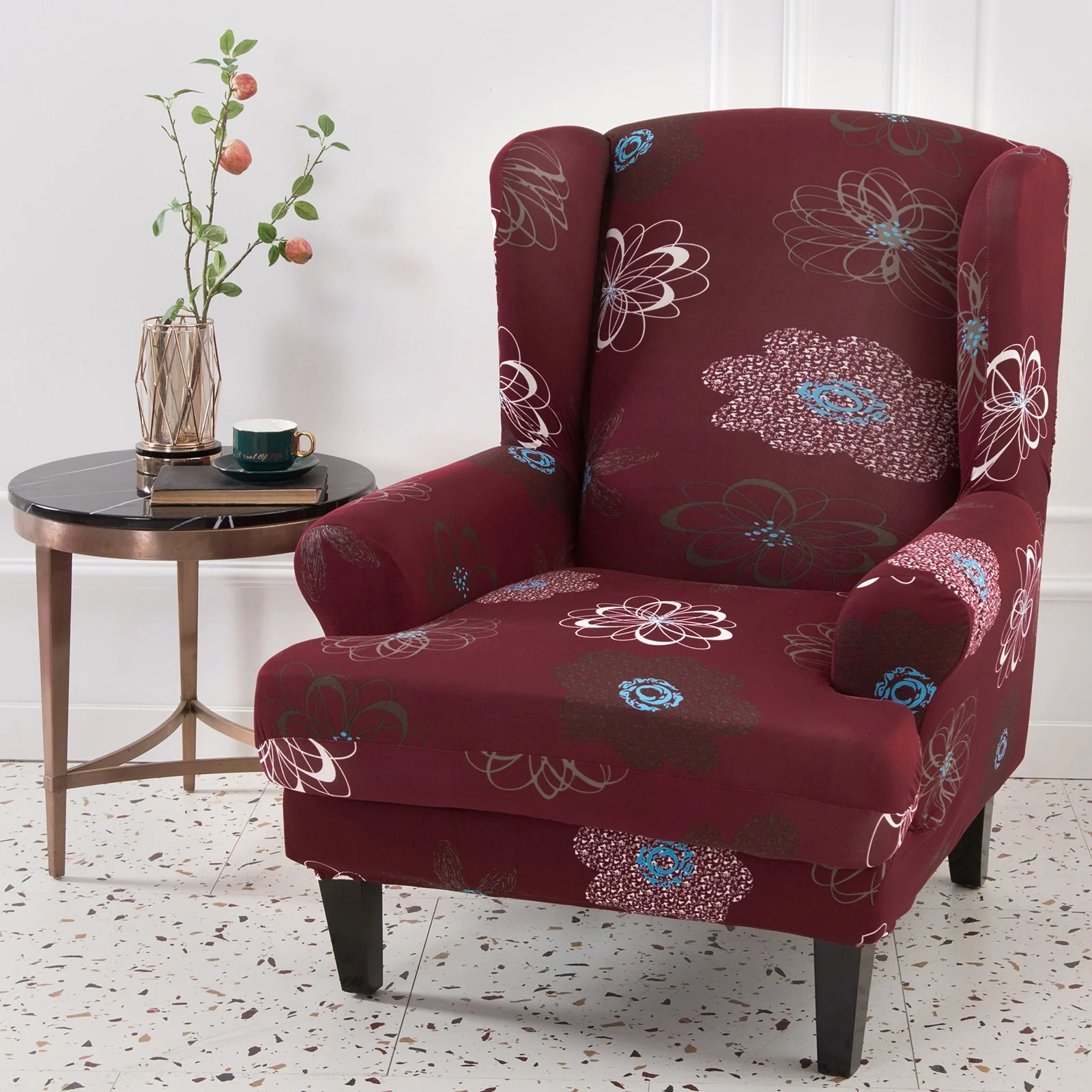 Waterproof Sloping Arm King Back Chair Cover Elastic Armchair Wingback Wing Sofa Back Chair Cover Stretch Protector Wing Back Chair Covers - Image 16