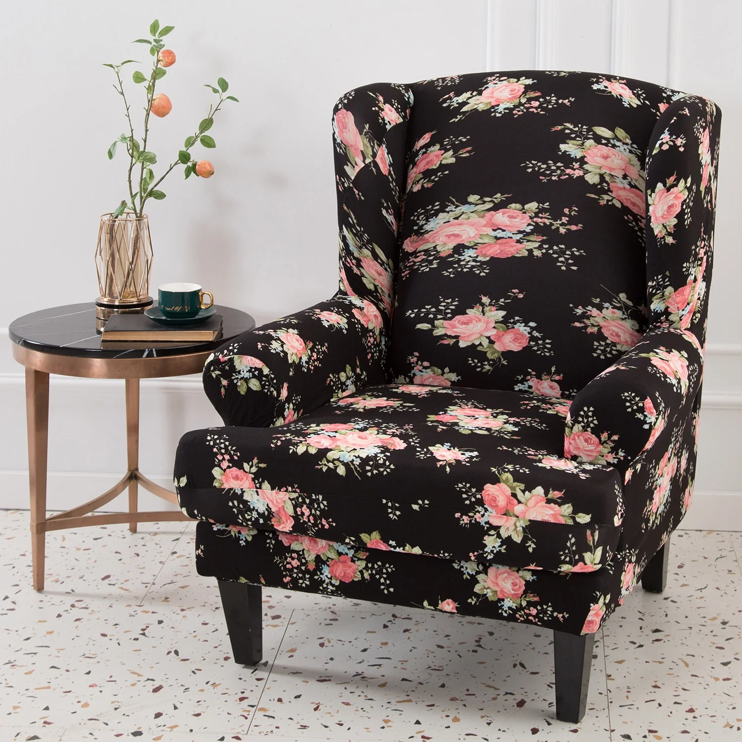 Waterproof Sloping Arm King Back Chair Cover Elastic Armchair Wingback Wing Sofa Back Chair Cover Stretch Protector Wing Back Chair Covers - Image 17