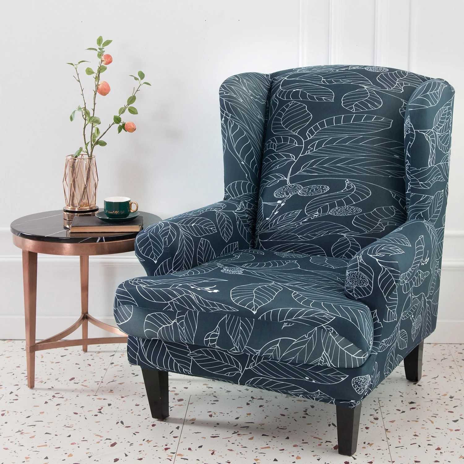 Waterproof Sloping Arm King Back Chair Cover Elastic Armchair Wingback Wing Sofa Back Chair Cover Stretch Protector Wing Back Chair Covers - Image 18