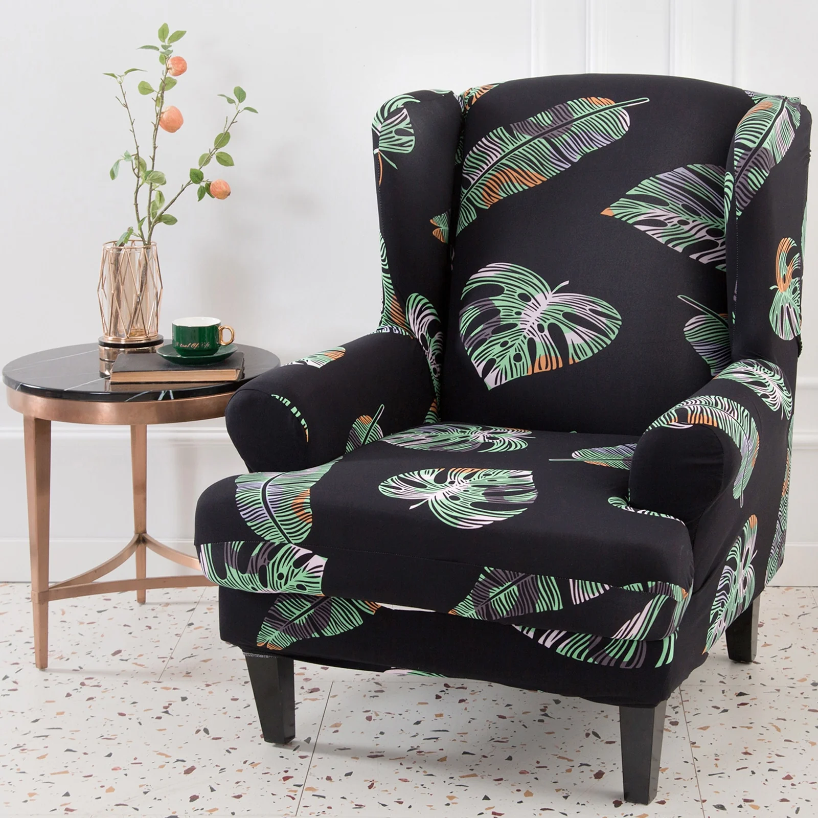 Waterproof Sloping Arm King Back Chair Cover Elastic Armchair Wingback Wing Sofa Back Chair Cover Stretch Protector Wing Back Chair Covers - Image 20