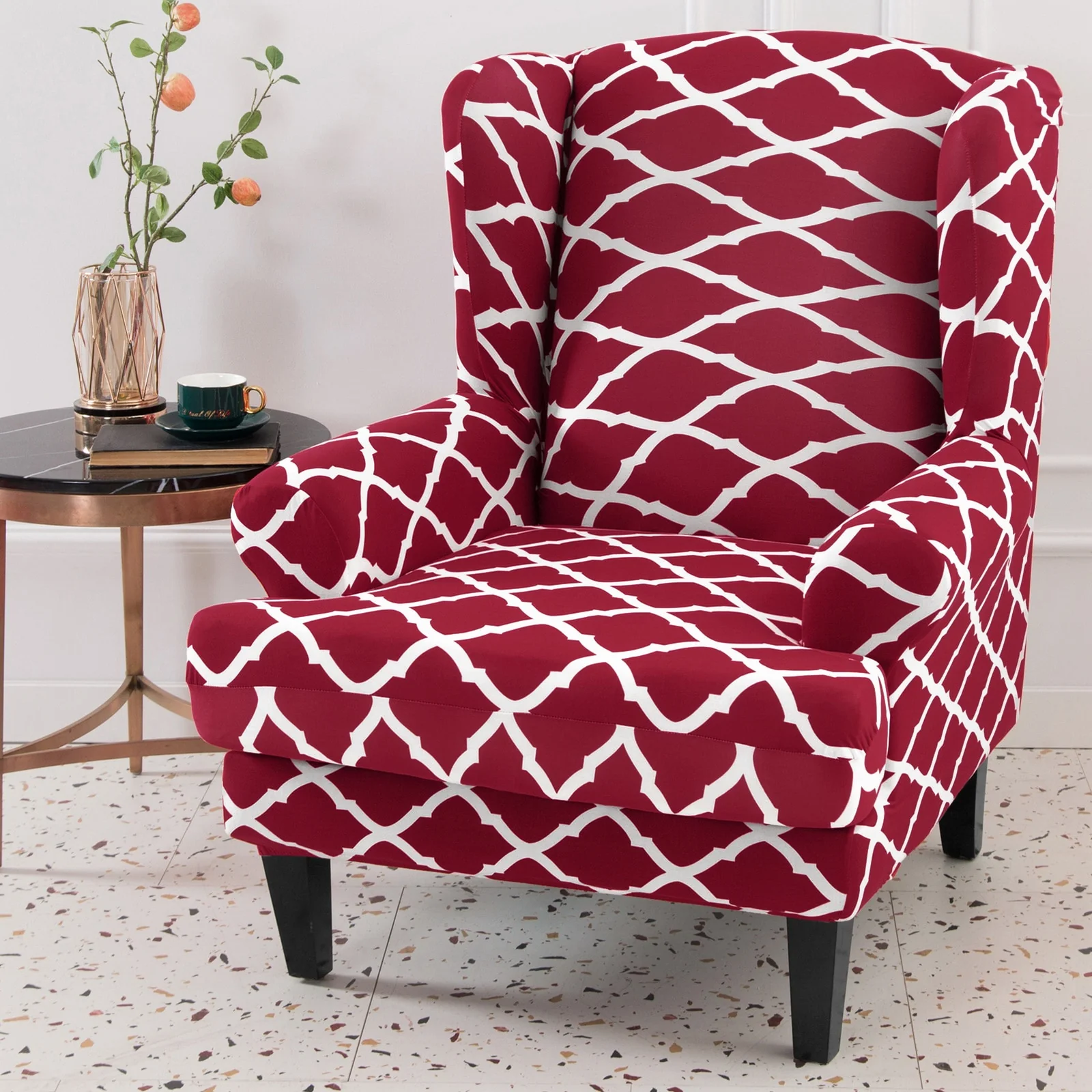 Waterproof Sloping Arm King Back Chair Cover Elastic Armchair Wingback Wing Sofa Back Chair Cover Stretch Protector Wing Back Chair Covers - Image 22