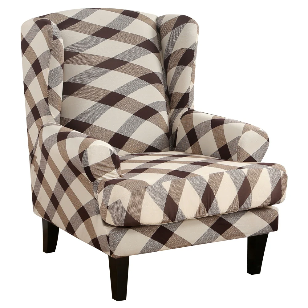 Waterproof Sloping Arm King Back Chair Cover Elastic Armchair Wingback Wing Sofa Back Chair Cover Stretch Protector Wing Back Chair Covers - Image 25