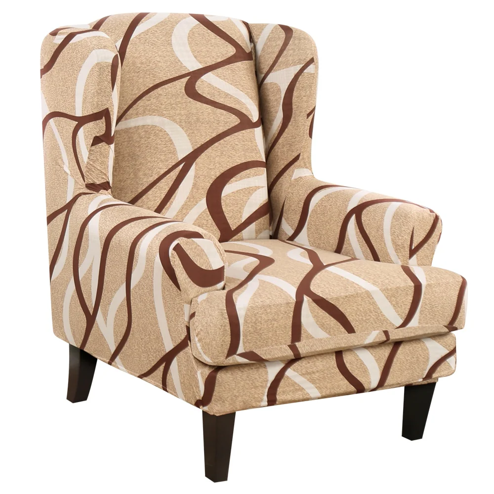 Waterproof Sloping Arm King Back Chair Cover Elastic Armchair Wingback Wing Sofa Back Chair Cover Stretch Protector Wing Back Chair Covers - Image 28