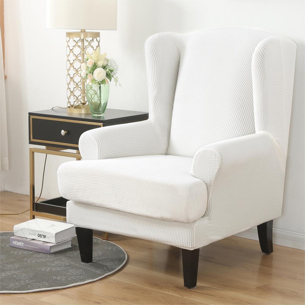 Waterproof Sloping Arm King Back Chair Cover Elastic Armchair Wingback Wing Sofa Back Chair Cover Stretch Protector Wing Back Chair Covers - Image 30