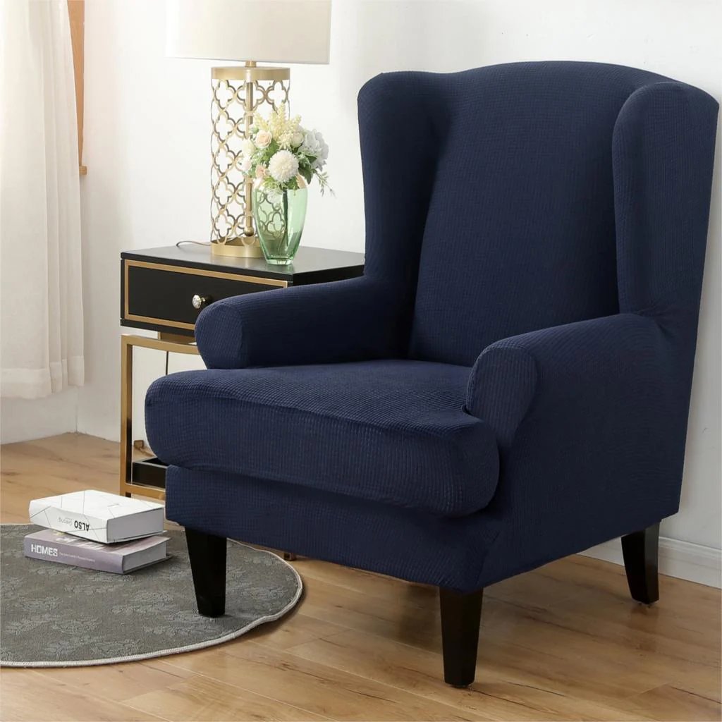 Waterproof Sloping Arm King Back Chair Cover Elastic Armchair Wingback Wing Sofa Back Chair Cover Stretch Protector Wing Back Chair Covers - Image 31