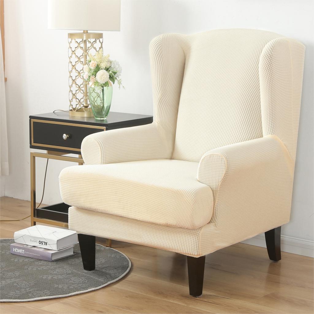 Waterproof Sloping Arm King Back Chair Cover Elastic Armchair Wingback Wing Sofa Back Chair Cover Stretch Protector Wing Back Chair Covers - Image 32