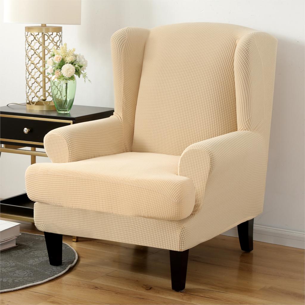 Waterproof Sloping Arm King Back Chair Cover Elastic Armchair Wingback Wing Sofa Back Chair Cover Stretch Protector Wing Back Chair Covers - Image 33