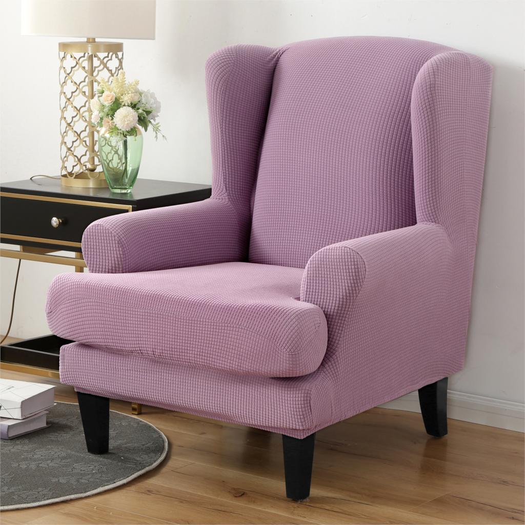 Waterproof Sloping Arm King Back Chair Cover Elastic Armchair Wingback Wing Sofa Back Chair Cover Stretch Protector Wing Back Chair Covers - Image 34