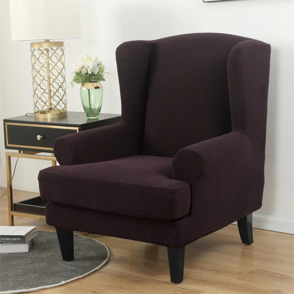 Waterproof Sloping Arm King Back Chair Cover Elastic Armchair Wingback Wing Sofa Back Chair Cover Stretch Protector Wing Back Chair Covers - Image 35