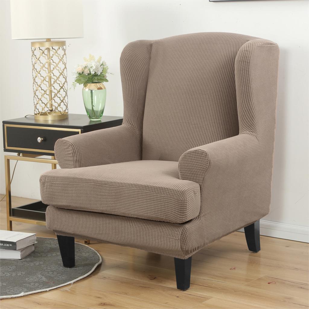 Waterproof Sloping Arm King Back Chair Cover Elastic Armchair Wingback Wing Sofa Back Chair Cover Stretch Protector Wing Back Chair Covers - Image 36