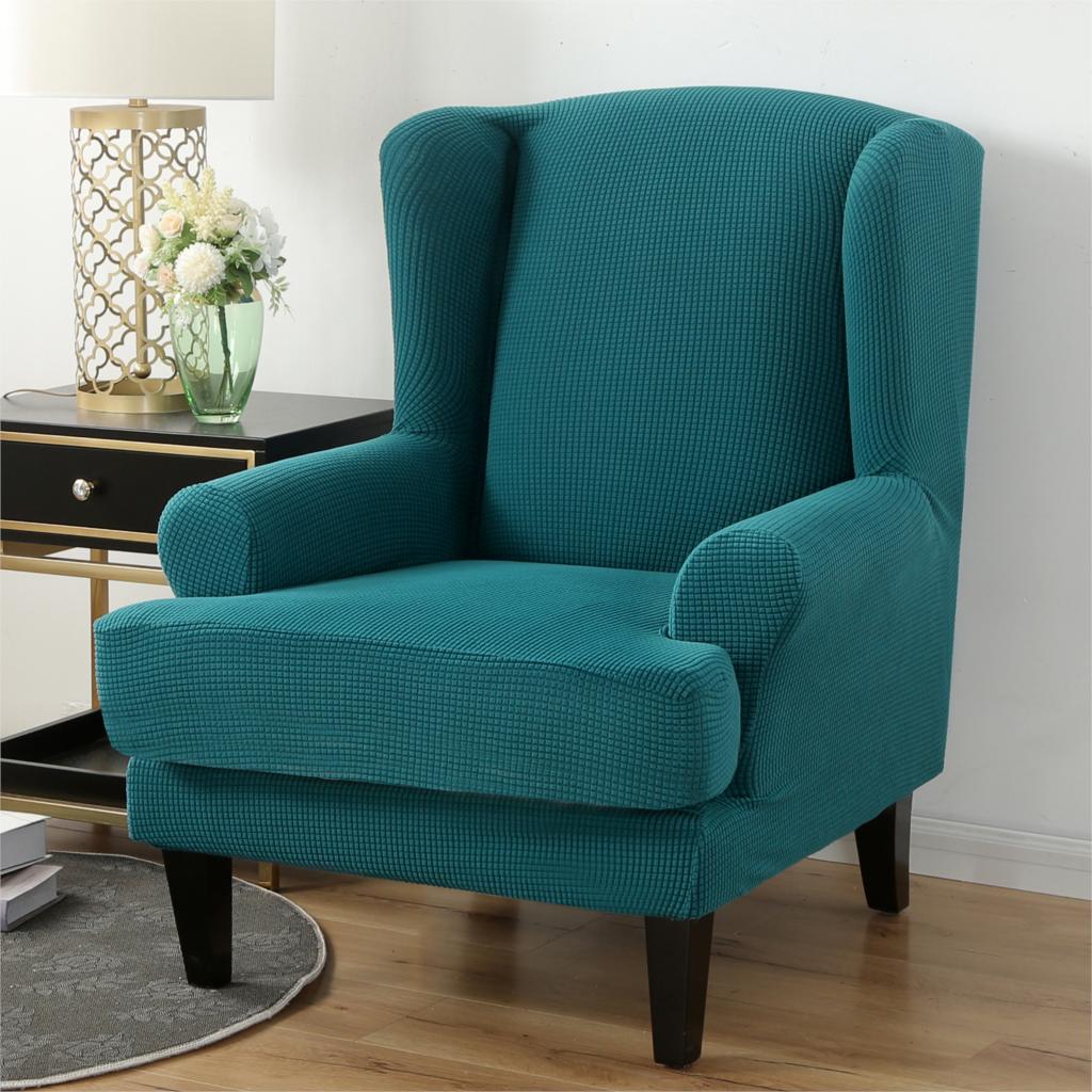 Waterproof Sloping Arm King Back Chair Cover Elastic Armchair Wingback Wing Sofa Back Chair Cover Stretch Protector Wing Back Chair Covers - Image 37