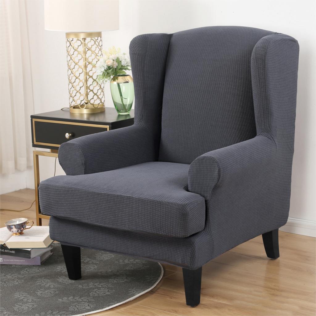 Waterproof Sloping Arm King Back Chair Cover Elastic Armchair Wingback Wing Sofa Back Chair Cover Stretch Protector Wing Back Chair Covers - Image 38