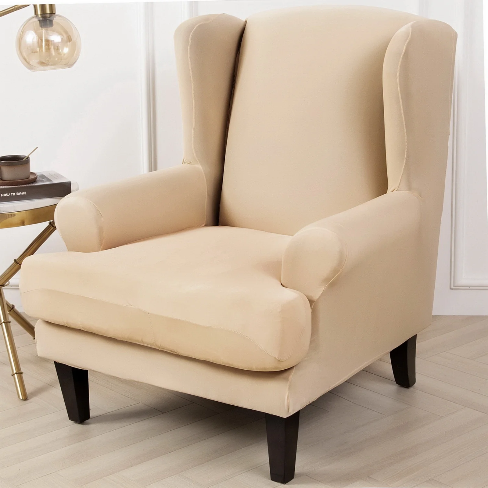 Waterproof Sloping Arm King Back Chair Cover Elastic Armchair Wingback Wing Sofa Back Chair Cover Stretch Protector Wing Back Chair Covers - Image 39