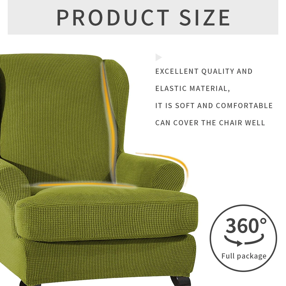 Waterproof Sloping Arm King Back Chair Cover Elastic Armchair Wingback Wing Sofa Back Chair Cover Stretch Protector Wing Back Chair Covers - Image 4